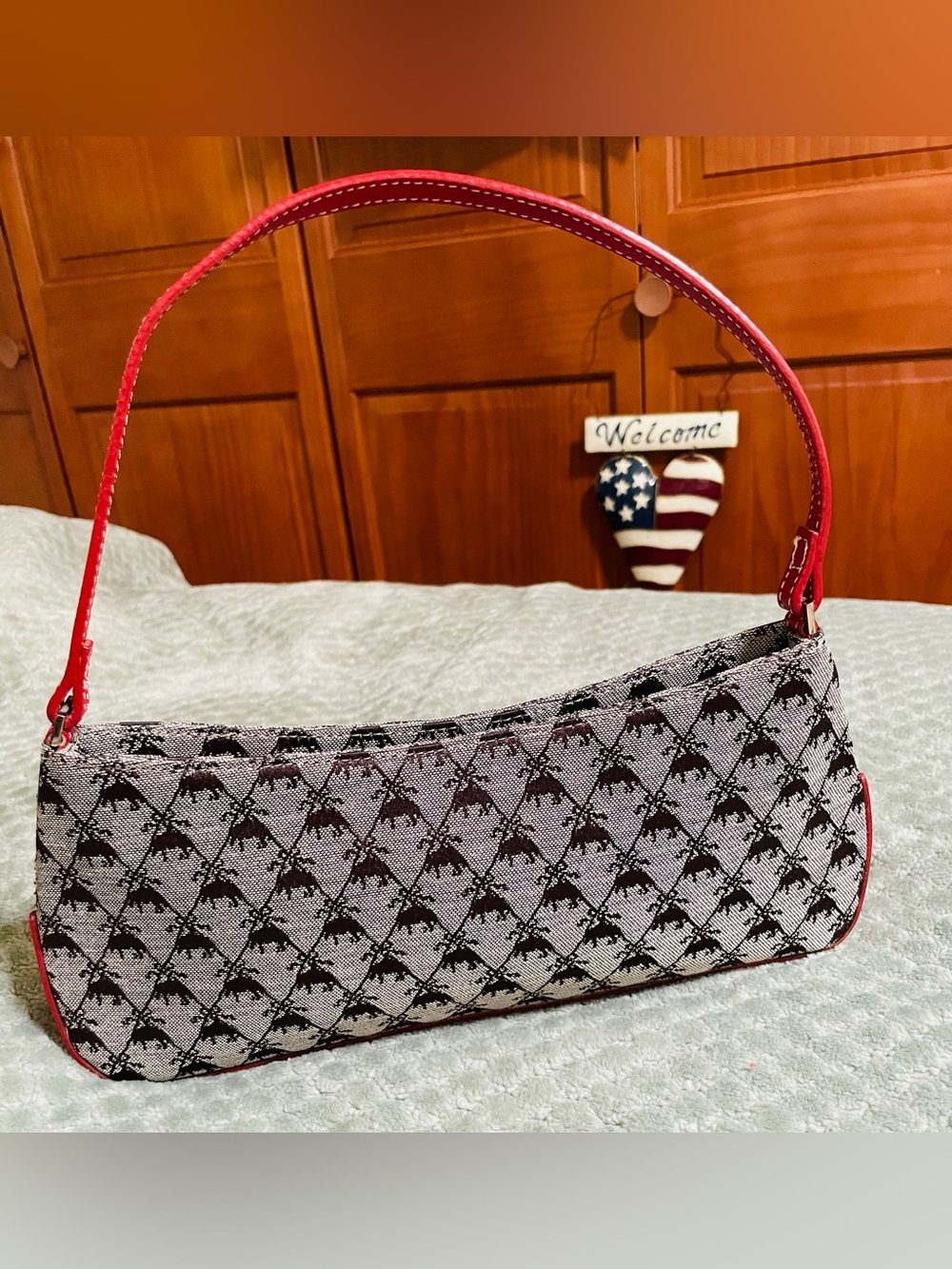 Vintage Brooks Brothers Small Shoulder Bag in Red and Black Pattern